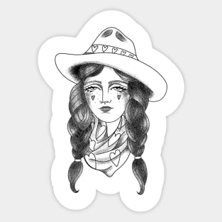 Tattoo inspired cowgirl Sticker